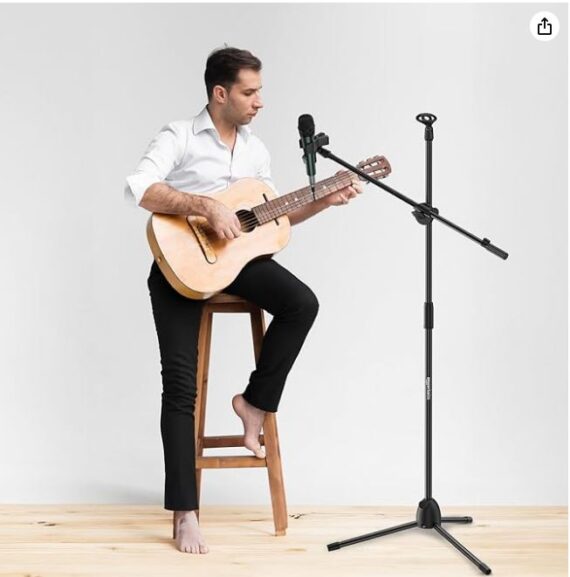 Amazon Basics 3 Leg Mic Stand | Stable and Flexible | Slip Resistant
