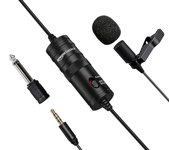 Amazon Basics Auxiliary Omnidirectional Lavalier Microphone with 20ft cable