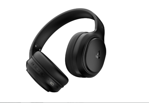 boAt Rockerz 430 w Adaptive Fit & Easy Access Controls, Bluetooth Over Ear Headphones(Black Sabre)