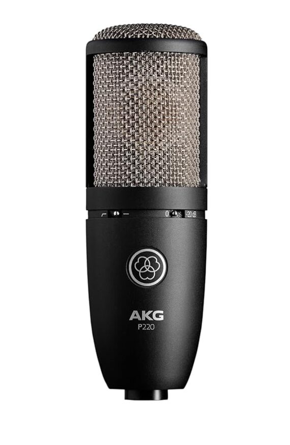 AKG P220 condenser microphone with cardioid pattern for studio recording