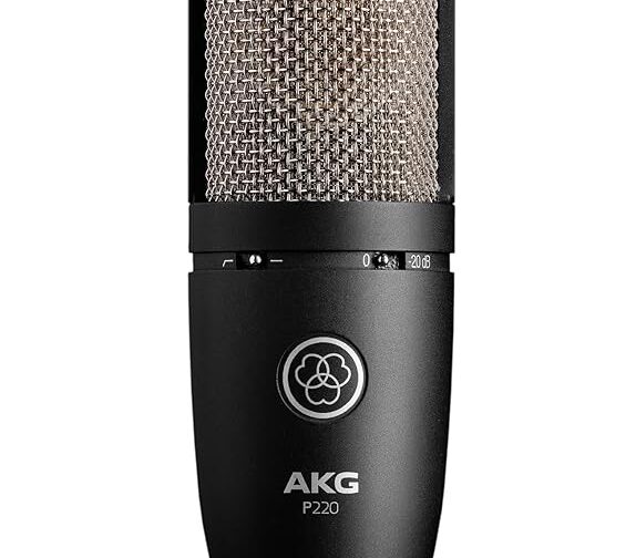 AKG P220 condenser microphone with cardioid pattern for studio recording
