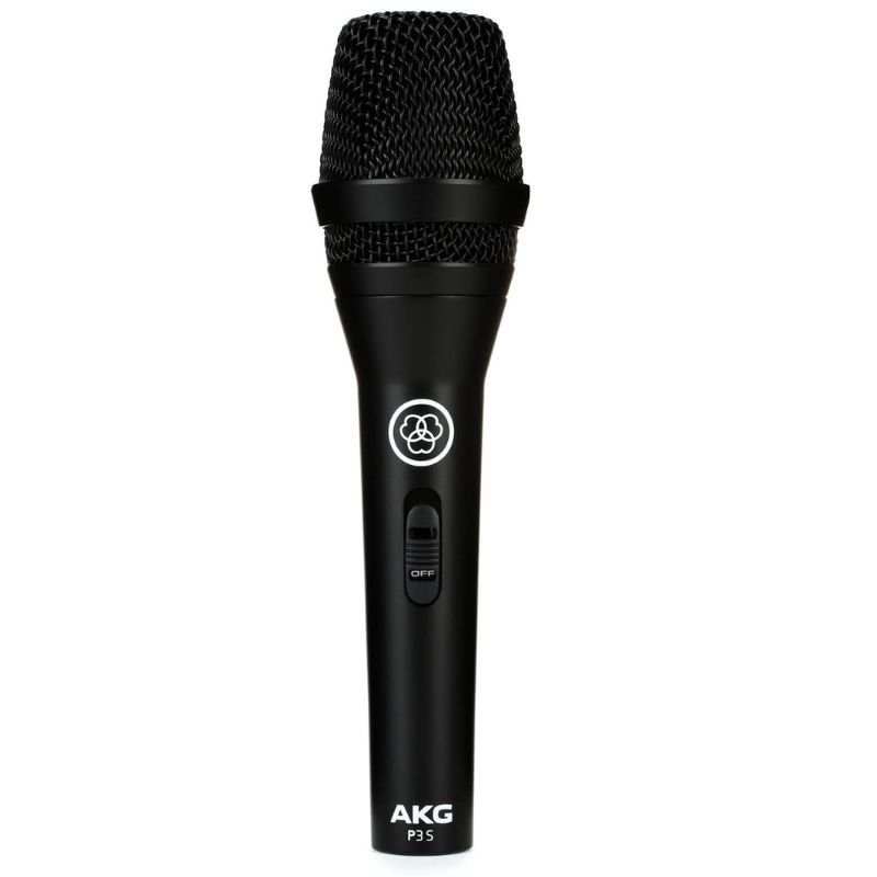 AKG P3 S dynamic microphone in black matt color with cardioid pattern and XLR connector