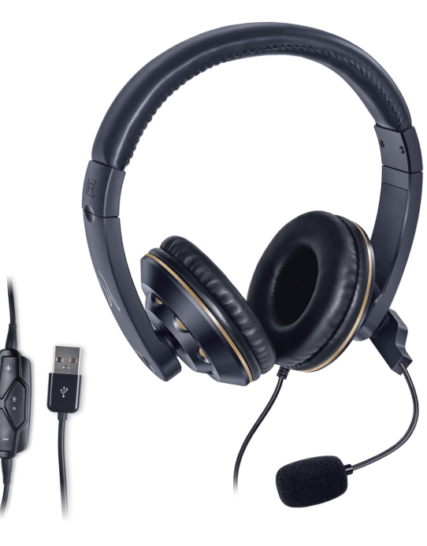 FINGERS USB-Tonic H9 Wired On-Ear Headset with Adjustable Mic