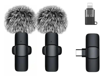 K9 Dual Wireless Lavalier Microphone for Android & iPhone with USB-C & Lightning