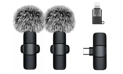 K9 Dual Wireless Lavalier Microphone for Android & iPhone with USB-C & Lightning