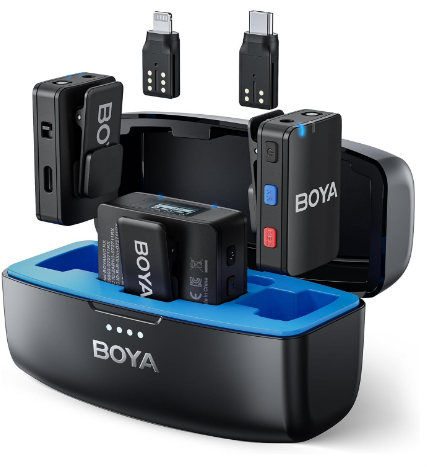 BOYAMIC Wireless Lavalier Microphone for iPhone, Android, DSLR, and PC with Onboard Recording