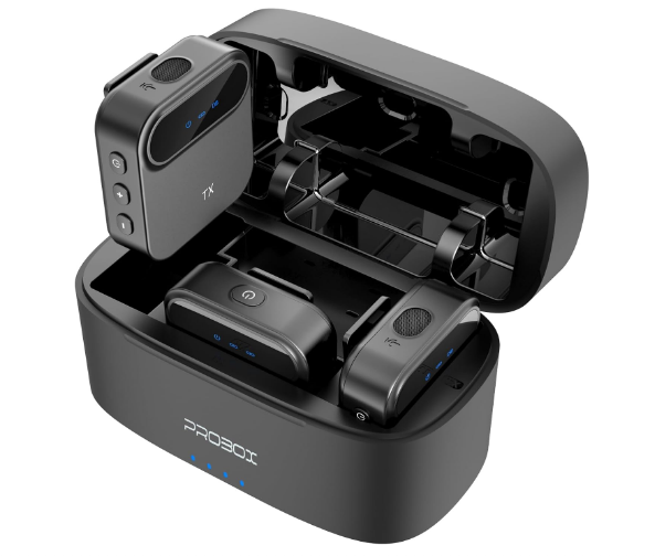 Probox BT08 Wireless Lavalier Microphone with Noise Cancellation for Camera, Phone & PC