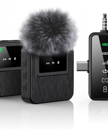BAILIXIN GT20 3-in-1 Wireless Mini Microphone for iPhone, Android, Camera, and PC